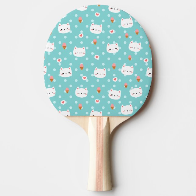 Raquette De Ping Pong Cute Motif de chats et de crème glacée (Devant)