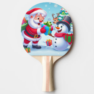 Raquette De Ping Pong Cute Père Noël et Snowman