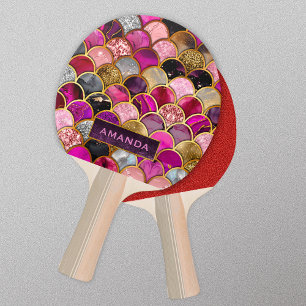 Raquette De Ping Pong Cute rose rose or sirène échelles girly