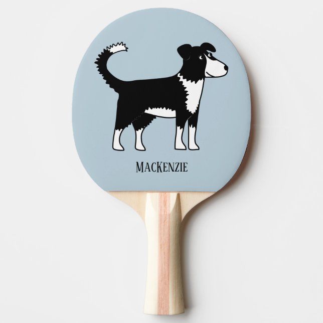 Raquette De Ping Pong Cute Welsh Border Collie Chien (Devant)