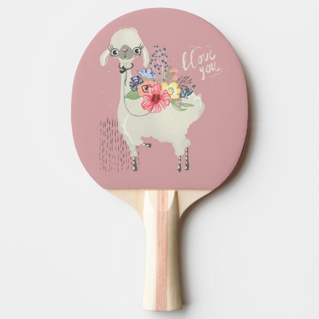 Raquette De Ping Pong Cute Whimsical Moderne Llama Je Vous Aime (Devant)