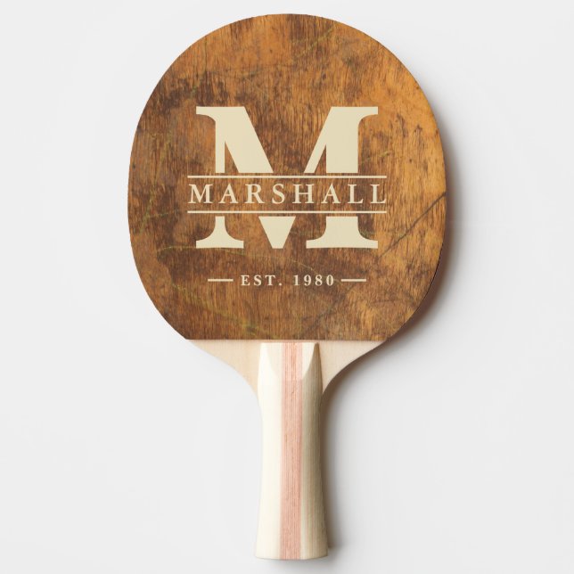Raquette De Ping Pong Cutting Block Monogram & Name Overlay (Devant)