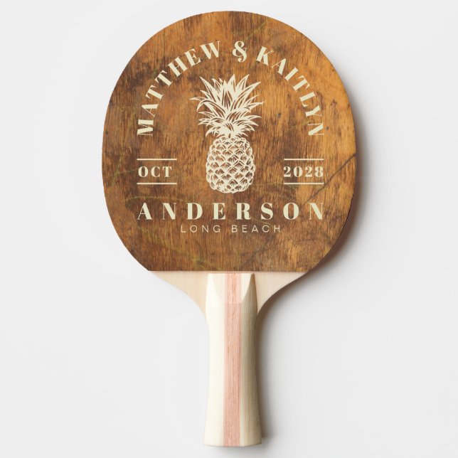 Raquette De Ping Pong Cutting Block Tropical Pineapple Wedding Crest (Devant)