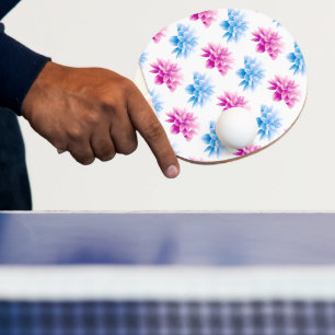 Raquette De Ping Pong Dahlia Rose, Dahla Bleue, Motif Floral, Fleurs