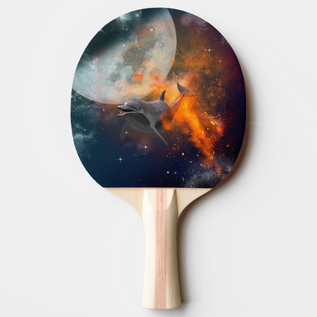 Raquette De Ping Pong Dauphin drôle dans l'univers (Dos)