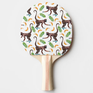 Raquette De Ping Pong De doux singes qui jonglent avec des bananes