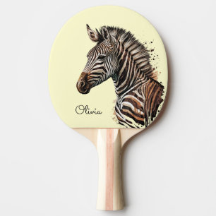 Raquette De Ping Pong Décor de tête de zèbre aquarelle