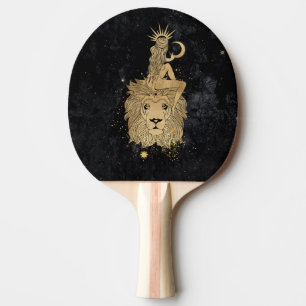 Raquette De Ping Pong Déesse du Zodiaque   Astrologie Cosmic Gold Leo