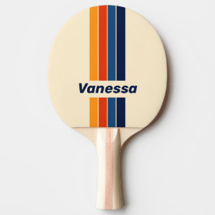 Raquette De Ping Pong Désert Rétro Arc-en-ciel Épinglé Rayé avec Nom