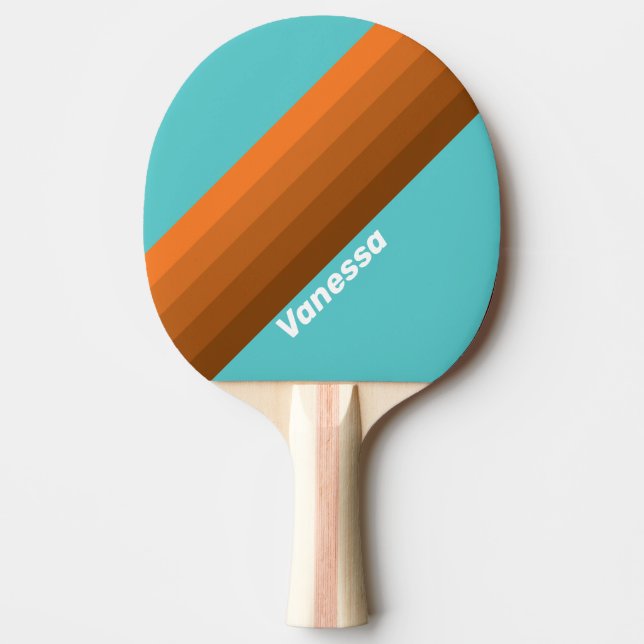 Raquette De Ping Pong Desert Teal Stripes with Name (Devant)