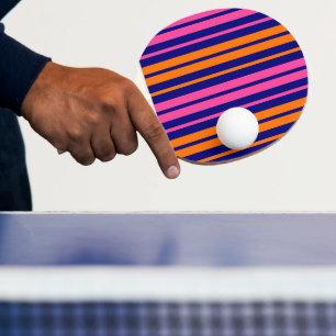 Raquette De Ping Pong Design à rayures verticales bleu orange rose