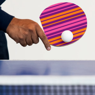 Raquette De Ping Pong Design à rayures verticales rose orange violet  