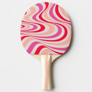 Raquette De Ping Pong Design abstrait à tourbillon rose, rouge et gris