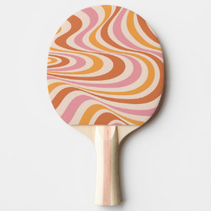 Raquette De Ping Pong Design abstrait rose et orange