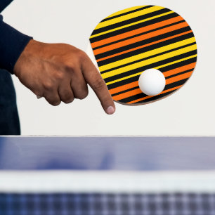 Raquette De Ping Pong Design bandes verticales jaunes et orange foncé