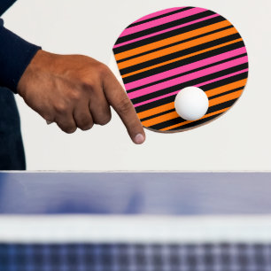 Raquette De Ping Pong Design bandes verticales orange rose noir