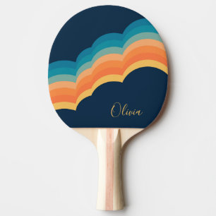 Raquette De Ping Pong Design coloré de style rétro nuages