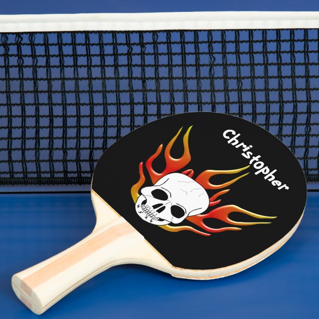 Raquette De Ping Pong Design Crâne et flammes (Insitu)