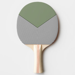 Raquette De Ping Pong Design de chevrons noir et blanc et triangle vert