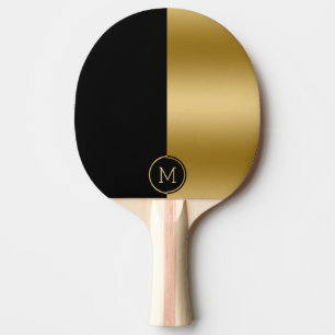 Raquette De Ping Pong Design géométrique à écran partagé noir et or