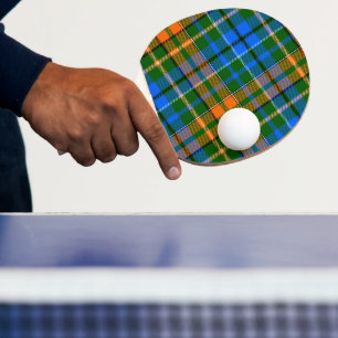 Raquette De Ping Pong Dessin à carreaux tartan vert orange bleu