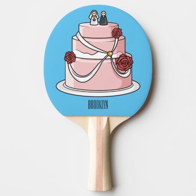 Raquette De Ping Pong dessin animé de gâteau mariage (Devant)