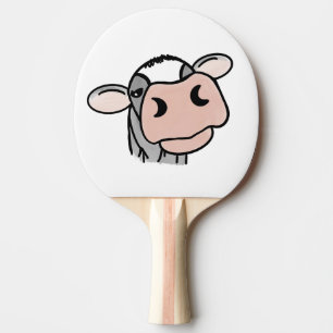 Raquette De Ping Pong dessin animé vache noir blanc rose baiser gris ani