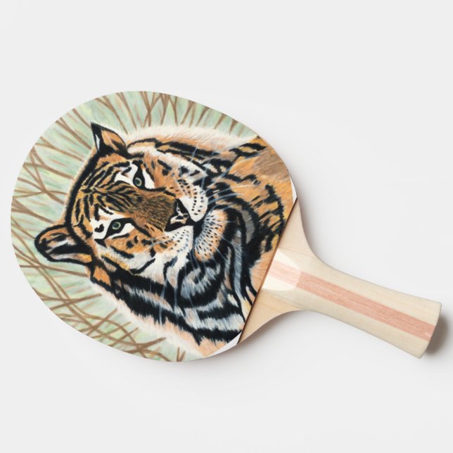 Raquette De Ping Pong Dessin au crayon couleur Tiger Art (Côté)