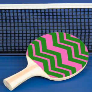 Raquette De Ping Pong Dessin chevron zigzag vert rose