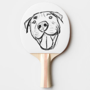 Raquette De Ping Pong dessin de bulle simple amoureux de les chiens noir