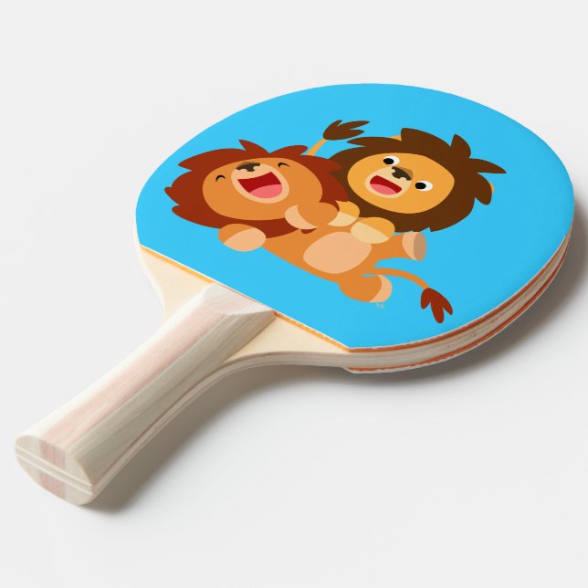Raquette De Ping Pong Deux Jolies Cartoon Lions Ping Paddle (Devant Angle)