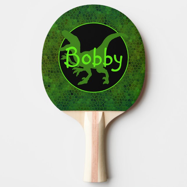 Raquette De Ping Pong Dinosaure Vert Personnalisé Cacher (Devant)