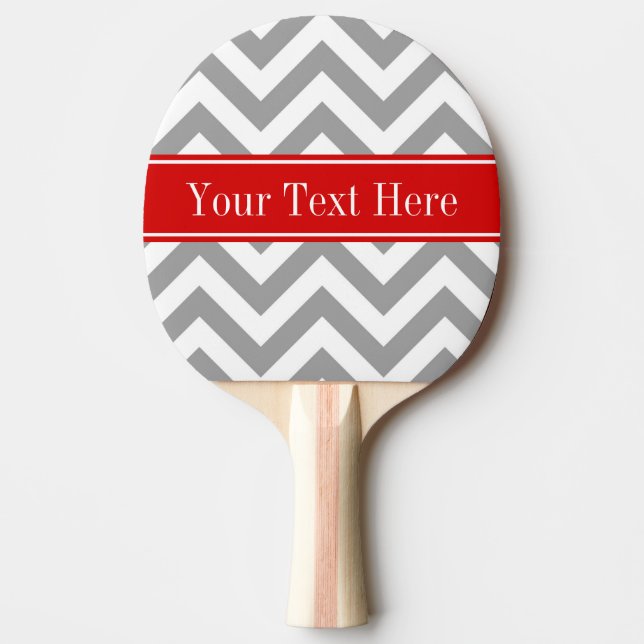 Raquette De Ping Pong Dk Gray White LG Chevron Red Name monogram (Devant)