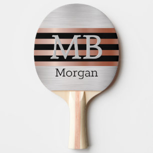 Raquette De Ping Pong do-it-yourself Monogramme & Nom, Bk/Rose Gold Stri