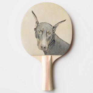 Raquette De Ping Pong Doberman Pinscher Peinture - Art Chien original