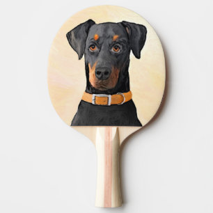 Raquette De Ping Pong Doberman Pinscher Peinture non découpée Art origin