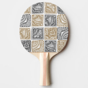 Raquette De Ping Pong Doodle géométrique, motif abstrait vintage.
