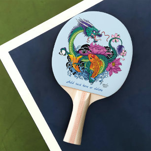 Raquette De Ping Pong Dragon d'eau chinois Poisson Koi