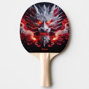 Raquette De Ping Pong Dragon Rouge Respirant le Feu Personnalisé