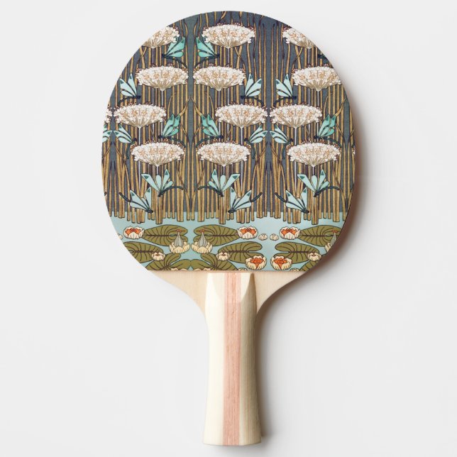 Raquette De Ping Pong Dragonflies Water Lilies Marais Art Nouveau (Devant)