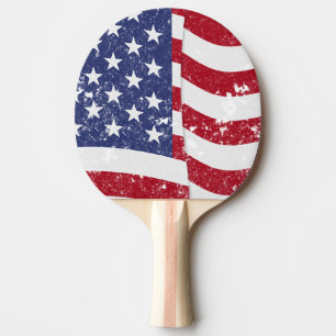 Raquette De Ping Pong Drapeau américain agité - désorganisé