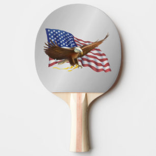 Raquette De Ping Pong Drapeau américain et aigle argenté