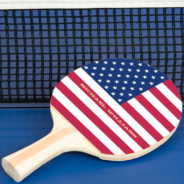 Raquette De Ping Pong Drapeau américain Patriogramme Tennis de table (USA American Flag Patriotic Monogram Table Tennis Ping Pong Paddle)