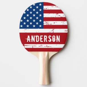 Raquette De Ping Pong Drapeau Américain Personnalisé Étoiles Patriotique