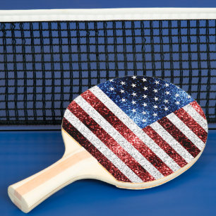 Raquette De Ping Pong drapeau américain rouge blanc brillant parties sci