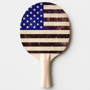Raquette De Ping Pong Drapeau américain Vintage Grunge