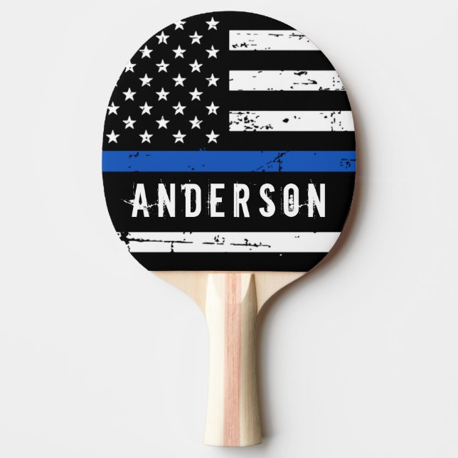 Raquette De Ping Pong Drapeau de police personnalisé Ligne bleue mince (Devant)
