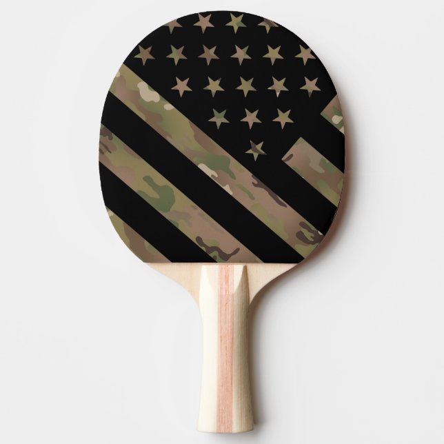 Raquette De Ping Pong Drapeau du camouflage I de région boisée (Devant)