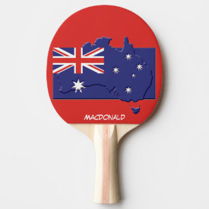 Raquette De Ping Pong DRAPEAU ET CARTE AUSTRALIE ROUGE personnalisé