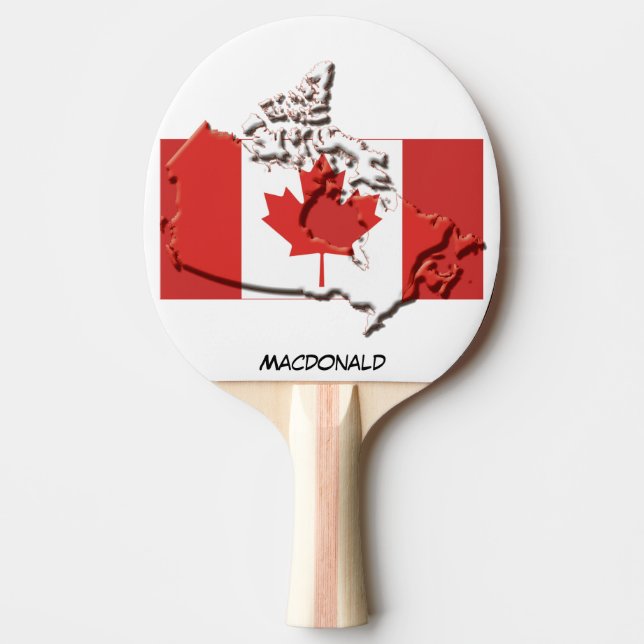 Raquette De Ping Pong DRAPEAU ET CARTE DU CANADA Personnalisé (Devant)